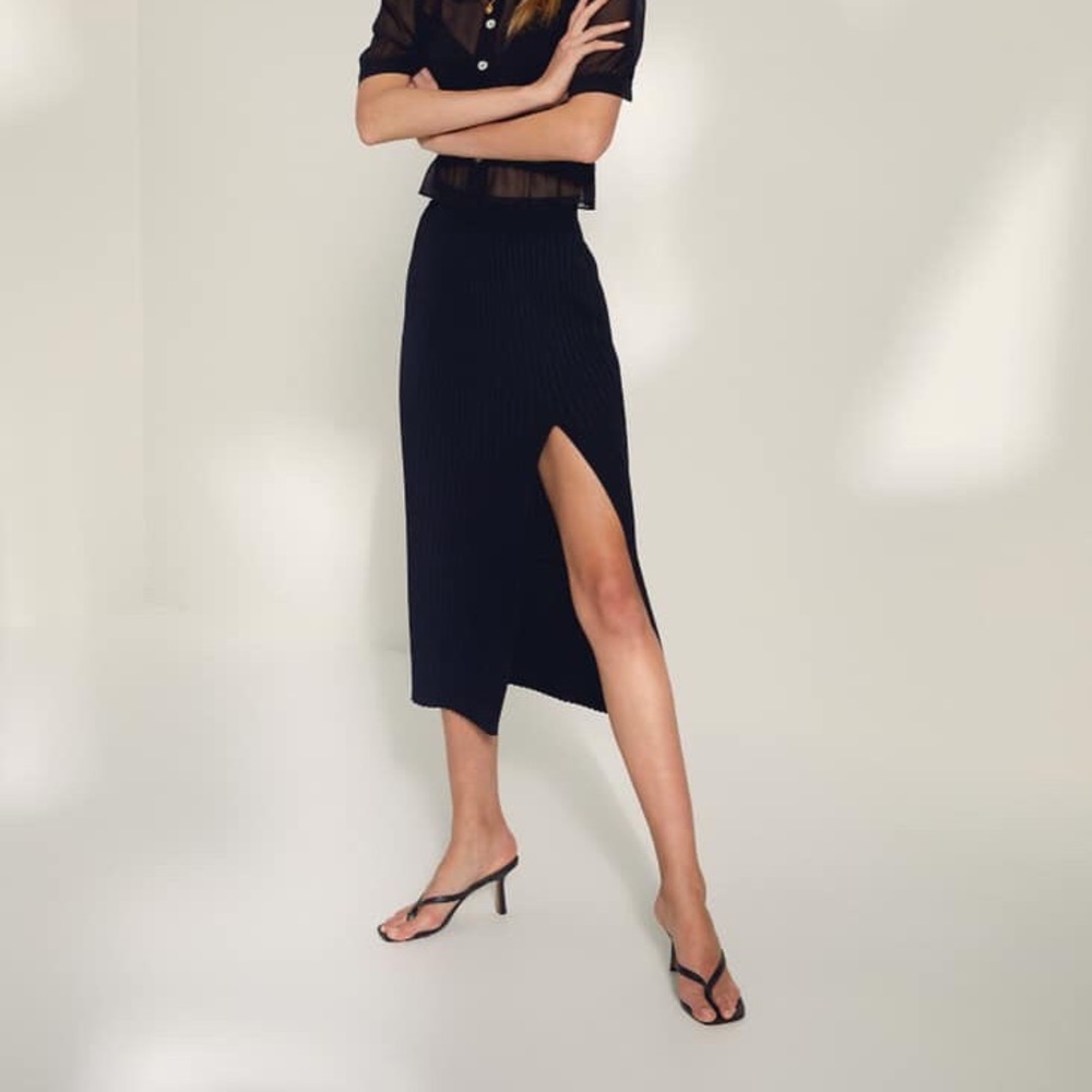 ZARA Ribbed Knit Midi Skirt